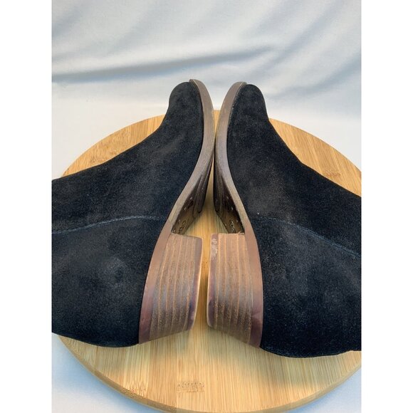 Lucky Brand Heeled Benna Bootie 6.5 Women’s Side Zip Silver Studded Black Suede - Picture 5 of 7